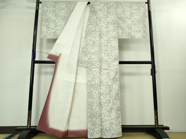 平和屋着物●極上　本場大島紬　白大島　7マルキ　草花文　逸品　未使用　DZAB2131kh6