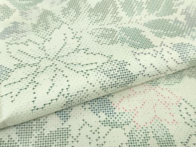 平和屋着物●極上　本場大島紬　白大島　7マルキ　草花文　逸品　未使用　DZAB2131kh6