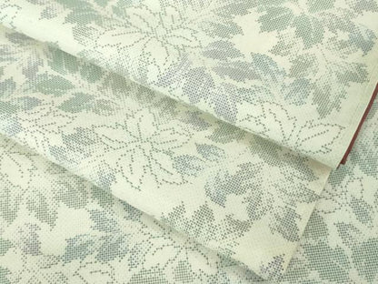 平和屋着物●極上　本場大島紬　白大島　7マルキ　草花文　逸品　未使用　DZAB2131kh6