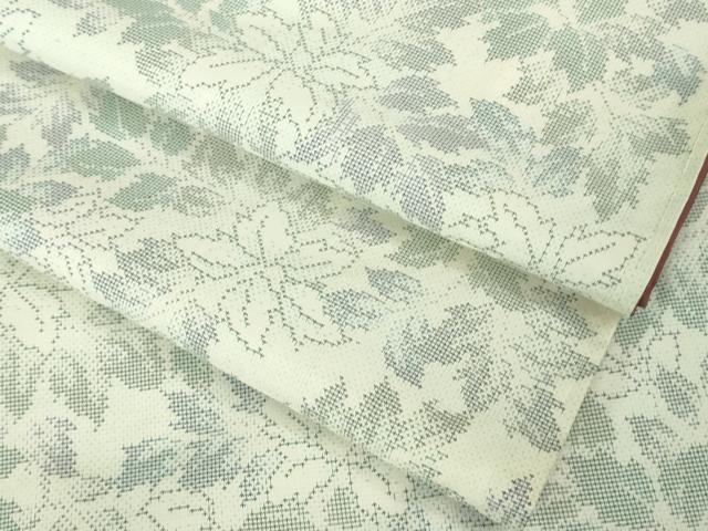 平和屋着物●極上　本場大島紬　白大島　7マルキ　草花文　逸品　未使用　DZAB2131kh6