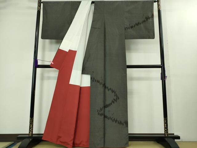 平和屋着物●極上　塩沢紬　訪問着　200亀甲　大名行列　逸品　DZAB2132kh6
