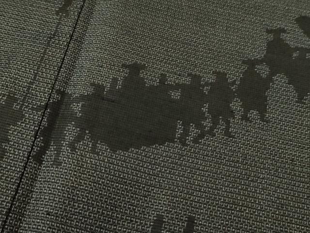 平和屋着物●極上　塩沢紬　訪問着　200亀甲　大名行列　逸品　DZAB2132kh6