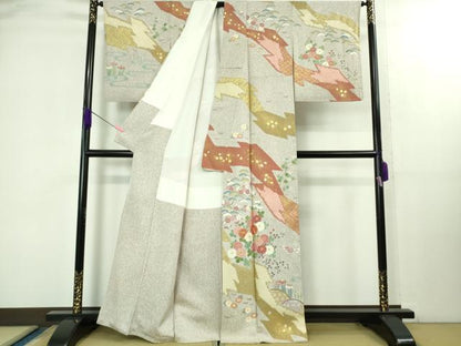 平和屋着物●極上　京友禅の第一人者　松井青々　訪問着　駒刺繍　鴛鴦吉祥文　金彩　逸品　DZAB2140kh6