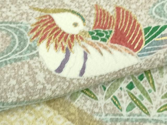 平和屋着物●極上　京友禅の第一人者　松井青々　訪問着　駒刺繍　鴛鴦吉祥文　金彩　逸品　DZAB2140kh6