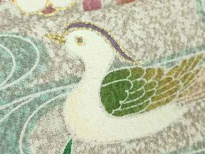 平和屋着物●極上　京友禅の第一人者　松井青々　訪問着　駒刺繍　鴛鴦吉祥文　金彩　逸品　DZAB2140kh6