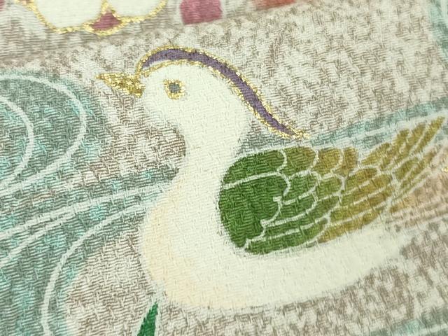平和屋着物●極上　京友禅の第一人者　松井青々　訪問着　駒刺繍　鴛鴦吉祥文　金彩　逸品　DZAB2140kh6