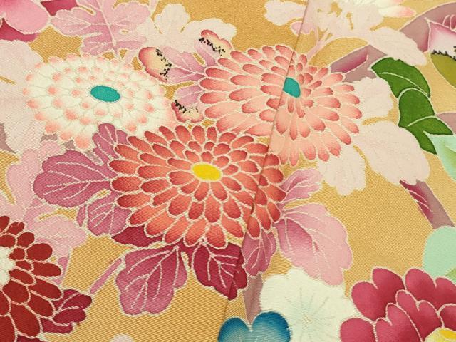 平和屋本店●極上　本加賀友禅作家　東藤岳　訪問着　吉祥花文　薄卵色地　暈し染め　逸品　DZAB2142kh6