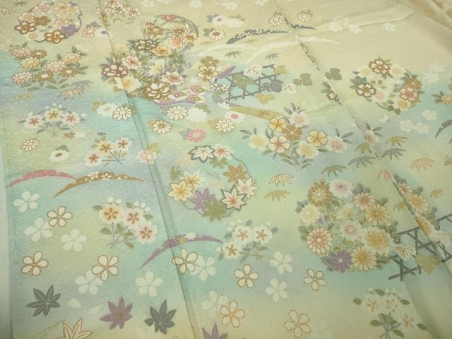 平和屋着物●極上　訪問着　花丸文　鳥の子色地　金彩　逸品　未使用　DZAB2143kh6