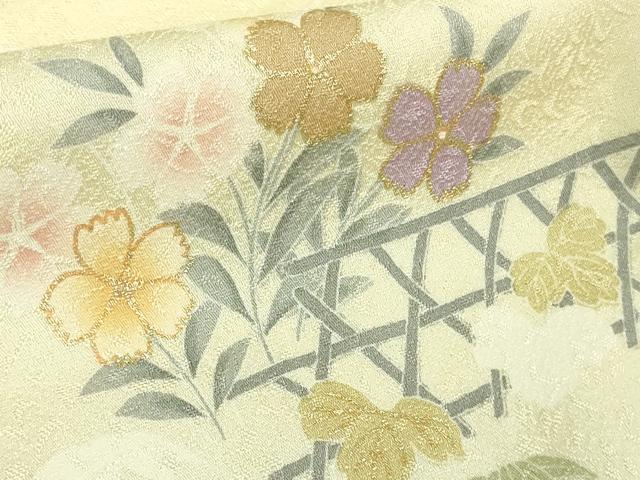 平和屋着物●極上　訪問着　花丸文　鳥の子色地　金彩　逸品　未使用　DZAB2143kh6