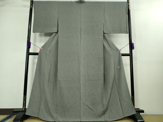 平和屋着物●極上　江戸小紋　作家物　角通し　灰青色×羊羹色　鬼しぼ縮緬　逸品　DZAB2145kh6