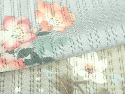 平和屋着物＊極上 夏物 中嶋博司 訪問着 縦絽 手描き 草花 淡藤色地 金彩 逸品 未使用 DZAB2148kh6