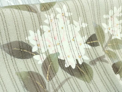 平和屋着物＊極上 夏物 中嶋博司 訪問着 縦絽 手描き 草花 淡藤色地 金彩 逸品 未使用 DZAB2148kh6