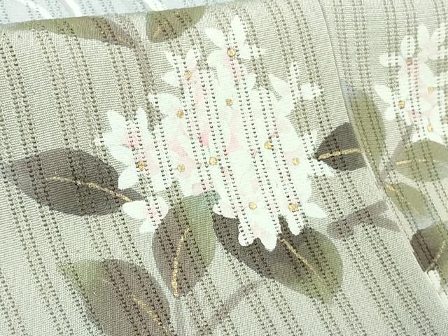 平和屋着物＊極上 夏物 中嶋博司 訪問着 縦絽 手描き 草花 淡藤色地 金彩 逸品 未使用 DZAB2148kh6
