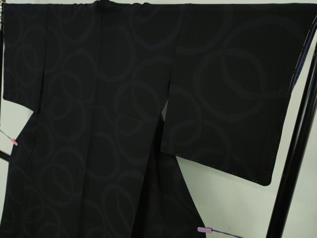 平和屋着物●極上　小紋　輪繋ぎ　黒地　逸品　未使用　DZAB2152kh6 平和屋着物○極上 小紋 輪繋ぎ 黒地 逸品 未使用 DZAB2152kh6の通販 by