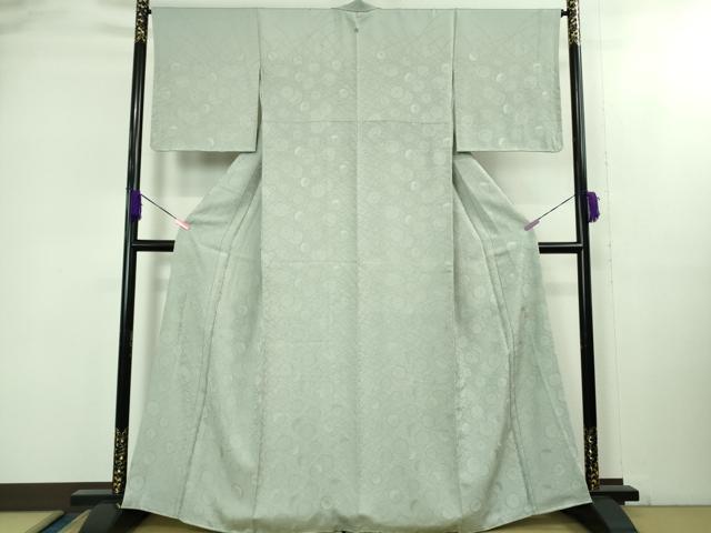 平和屋着物●極上　皇室献上作家　北出与三郎　無地絵羽訪問着　光琳花地紋　色無地　千草鼠色　逸品　DZAB2153kh6