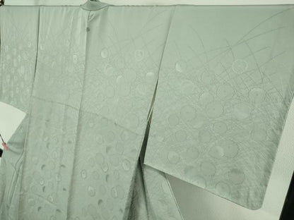 平和屋着物●極上　皇室献上作家　北出与三郎　無地絵羽訪問着　光琳花地紋　色無地　千草鼠色　逸品　DZAB2153kh6
