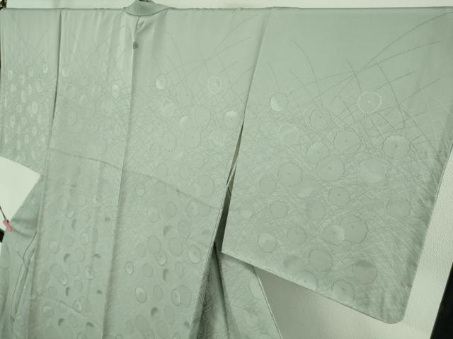 平和屋着物●極上　皇室献上作家　北出与三郎　無地絵羽訪問着　光琳花地紋　色無地　千草鼠色　逸品　DZAB2153kh6