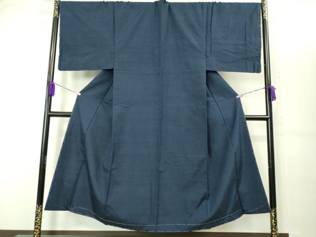 平和屋着物■極上　男性　紬　アンサンブル　キングサイズ　長襦袢(無双仕立て)・長羽織　濃い青藍色　逸品　未使用　DZAB2156kh6