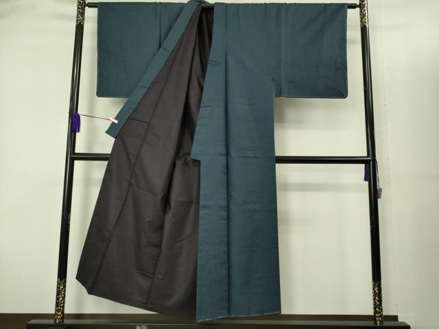 平和屋着物■極上　男性　紬　アンサンブル　長羽織　亀甲柄　羽裏・鷹　逸品　未使用　DZAB2158kh6