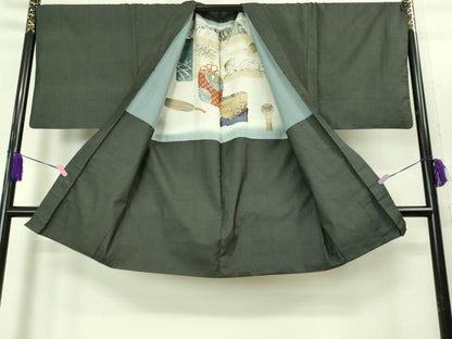 平和屋着物■極上　男性　本場大島紬　アンサンブル　キングサイズ　100亀甲　総詰め　長羽織　羽裏・鳥獣戯画　逸品　DZAB2159kh6