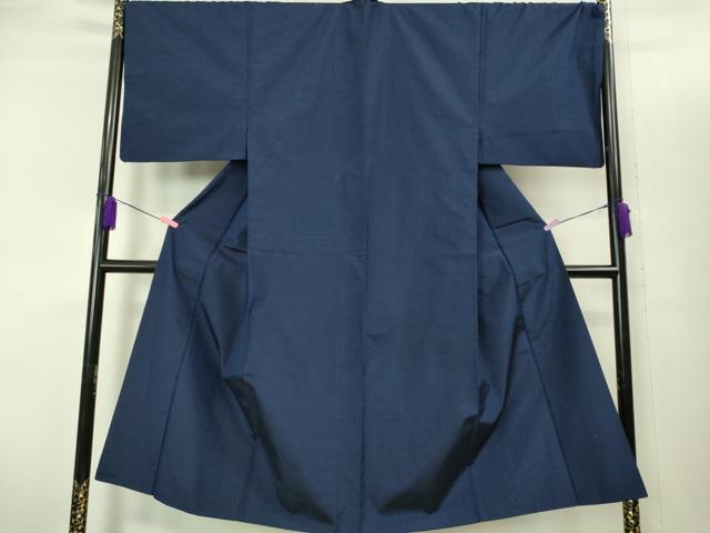 平和屋着物■極上　男性　薩摩結城　アンサンブル　長襦袢(無双仕立て)・長羽織セット　羽裏・龍　鉄紺色　逸品　DZAB2160kh6