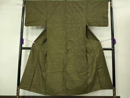 平和屋着物●極上　男性　紬　アンサンブル　国防色　逸品　未使用　DZAB2161kh6