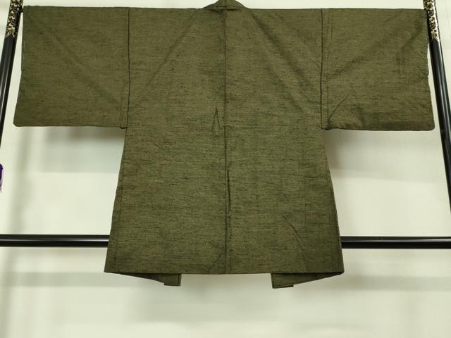 平和屋着物●極上　男性　紬　アンサンブル　国防色　逸品　未使用　DZAB2161kh6