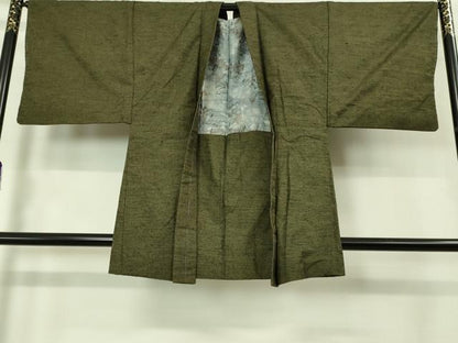 平和屋着物●極上　男性　紬　アンサンブル　国防色　逸品　未使用　DZAB2161kh6
