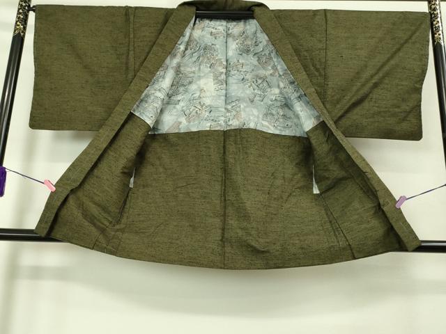 平和屋着物●極上　男性　紬　アンサンブル　国防色　逸品　未使用　DZAB2161kh6