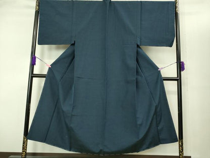 平和屋着物■極上　男性　紬　アンサンブル　長襦袢(袷)・長羽織セット　濃い青褐色　羽裏・鷹　逸品　未使用　DZAB2162kh6