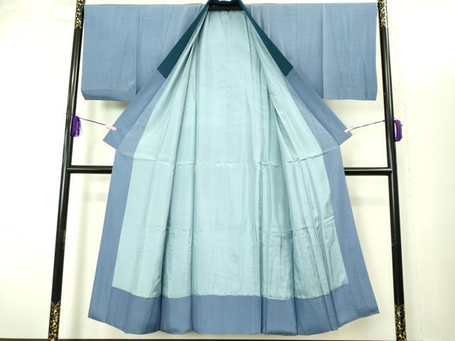 平和屋着物■極上　男性　紬　アンサンブル　長襦袢(袷)・長羽織セット　濃い青褐色　羽裏・鷹　逸品　未使用　DZAB2162kh6