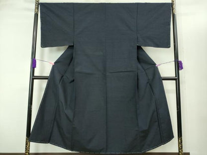 平和屋着物■極上　男性　紬　アンサンブル　長襦袢(袷)・長羽織セット　色無地　濃い藍鉄色　逸品　未使用　DZAB2166kh6