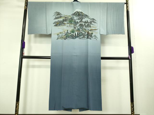 平和屋着物■極上　男性　紬　アンサンブル　長襦袢(袷)・長羽織セット　色無地　濃い藍鉄色　逸品　未使用　DZAB2166kh6
