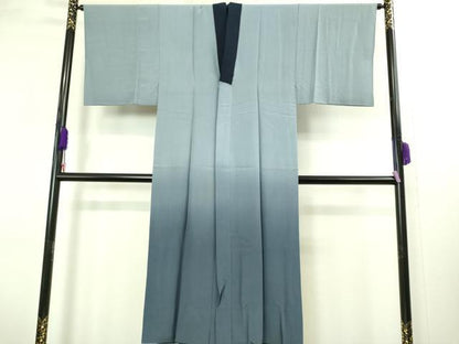 平和屋着物■極上　男性　紬　アンサンブル　長襦袢(袷)・長羽織セット　色無地　濃い藍鉄色　逸品　未使用　DZAB2166kh6