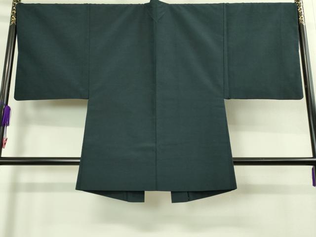 平和屋着物■極上　男性　紬　アンサンブル　長羽織　濃い鉄御納戸色　逸品　DZAB2170kh6