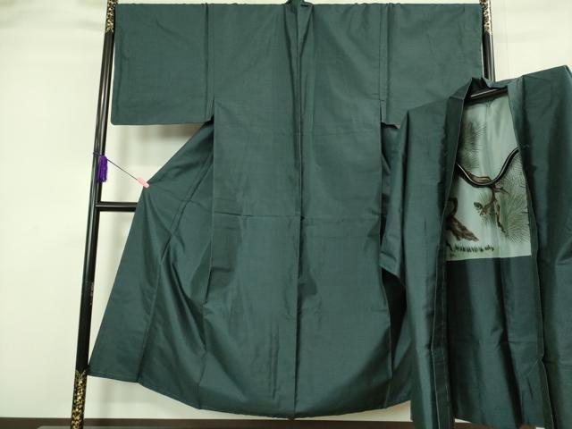 平和屋着物■極上　男性　本場大島紬　アンサンブル　キングサイズ　長羽織　80亀甲　総詰め　羽裏・老松　逸品　未使用　DZAB2172kh6