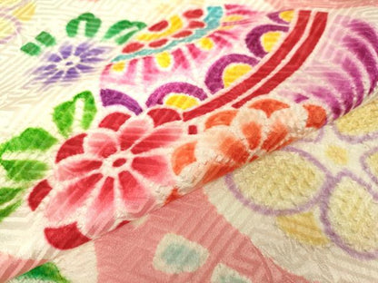 平和屋本店[]極上　七五三　女の子　3歳　祝着・襦袢セット　駒刺繍　絞り　飛鶴花毬文　逸品　DZAB2177kh6