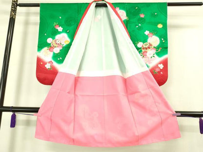 平和屋本店[]極上　七五三　女の子　3歳　祝着・襦袢セット　花毬文　暈し染め　金彩　逸品　新品　DZAB2181kh6