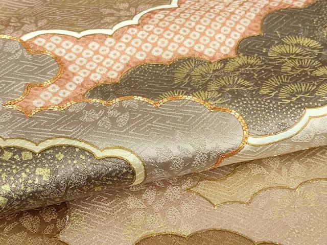平和屋本店●極上　皇室献上作家　藤井寛　訪問着　駒刺繍　雲重ね　灰桜色地　金彩　逸品　DZAB2197kh6