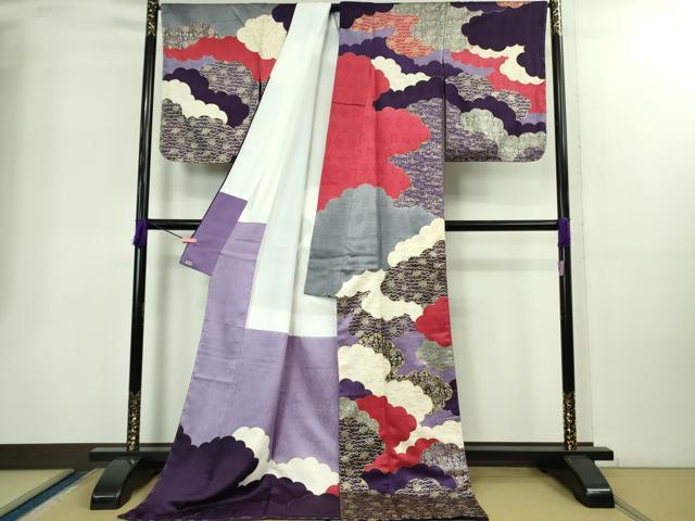 平和屋本店●極上　皇室献上作家　藤井寛　訪問着　駒刺繍　雲重ね　金彩　三越扱い　ロング丈　逸品　未使用　DZAB2198kh6
