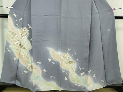 平和屋本店●極上　創業460年・千總　訪問着　駒刺繍　道長正倉院花文　紅碧色地　暈し染め　金彩　三越扱い　逸品　DZAB2201kh6