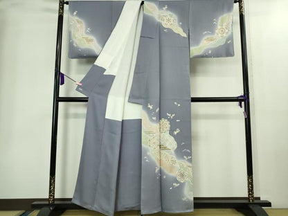 平和屋本店●極上　創業460年・千總　訪問着　駒刺繍　道長正倉院花文　紅碧色地　暈し染め　金彩　三越扱い　逸品　DZAB2201kh6