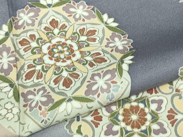 平和屋本店●極上　創業460年・千總　訪問着　駒刺繍　道長正倉院花文　紅碧色地　暈し染め　金彩　三越扱い　逸品　DZAB2201kh6