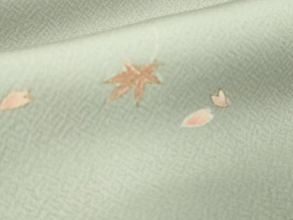 平和屋着物●極上　銀座きしや　訪問着　駒刺繍　楓花文　灰青色地　暈し染め　金彩　たとう紙付き　逸品　DZAB2204kh6