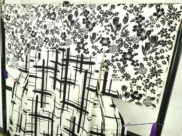 平和屋本店●極上　訪問着　オマージュ　草花文　白×黒　金彩　逸品　DZAB2205kh6