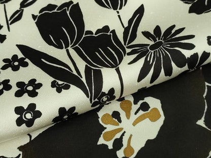 平和屋本店●極上　訪問着　オマージュ　草花文　白×黒　金彩　逸品　DZAB2205kh6
