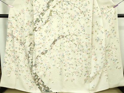 平和屋本店●極上　訪問着　枝桜　象牙色地　金彩　逸品　DZAB2211kh6