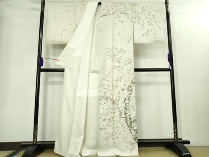 平和屋本店●極上　訪問着　枝桜　象牙色地　金彩　逸品　DZAB2211kh6