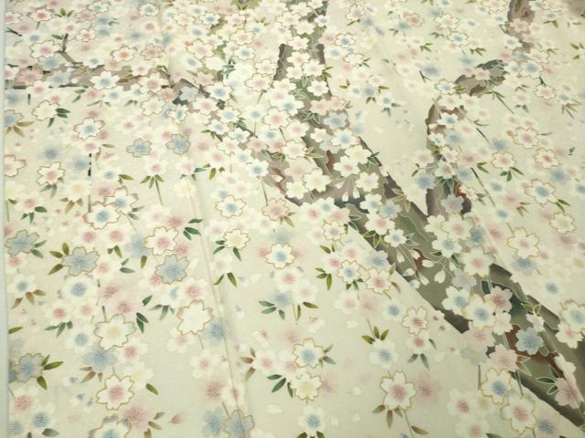 平和屋本店●極上　訪問着　枝桜　象牙色地　金彩　逸品　DZAB2211kh6