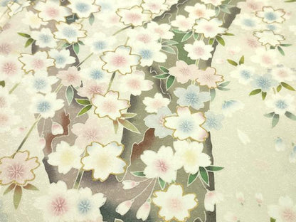 平和屋本店●極上　訪問着　枝桜　象牙色地　金彩　逸品　DZAB2211kh6